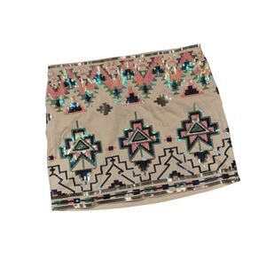 Express Mini Skirt Sequin Small Party Aztec Tribal Boho NWT